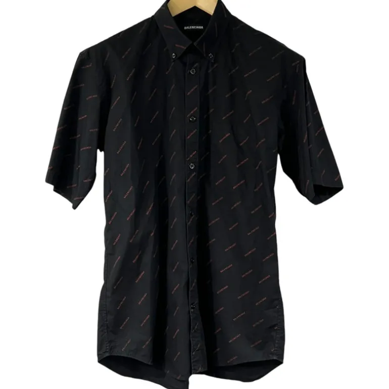BALENCIAGA CAMICIA A MANICHE CORTE CON LOGO TG L