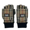 BURBERRY GUANTI IN PELLE E TESSUTO CHECK 3 IN 1 TG S