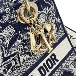 DIOR LADY D-LITE CON RICAMO TOILE DE JOUY REVERSE BLU