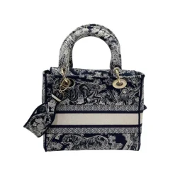 DIOR LADY D-LITE CON RICAMO TOILE DE JOUY REVERSE BLU