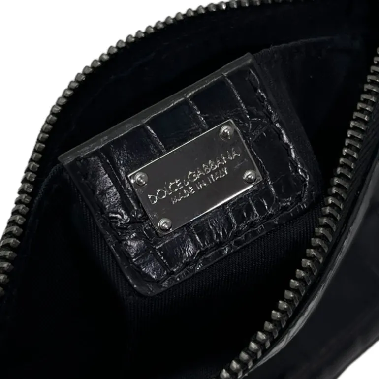 DOLCE & GABBANA MINI POUCH IN STAMPA COCCODRILLO