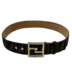 FENDI CINTURA IN TESSUTO FF E PELLE TG 90
