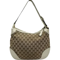 GUCCI BORSA A SPALLA IN TESSUTO GG E PELLE