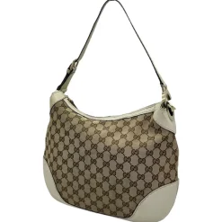 GUCCI BORSA A SPALLA IN TESSUTO GG E PELLE