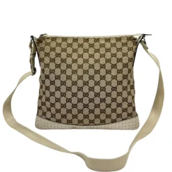 GUCCI BORSA A TRACOLLA IN TESSUTO GG E PELLE BIANCA