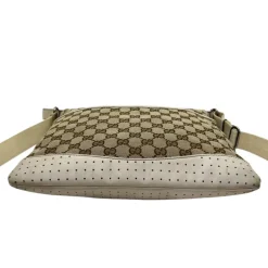 GUCCI BORSA A TRACOLLA IN TESSUTO GG E PELLE BIANCA