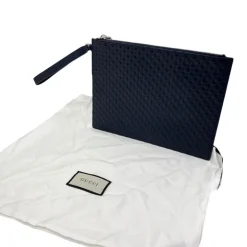 GUCCI POCHETTE IN PELLE GUCCISSIMA BLU