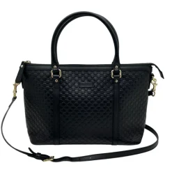 GUCCI TOTE BAG IN PELLE MICROGUCCISSIMA NERA