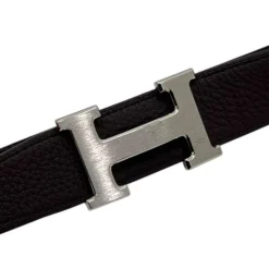 HERMÈS FIBBIA H PER CINTURA IN PELLE REVERSIBILE 32 mm MIS. 90