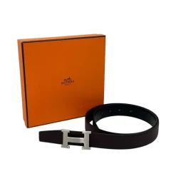 HERMÈS FIBBIA H PER CINTURA IN PELLE REVERSIBILE 32 mm MIS. 90
