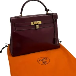 HERMÈS KELLY 32 VINTAGE BOX CALF ROUGE